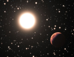 Арт-концепция экзопланеты, вращающейся вокруг звезды кластера Messier 67